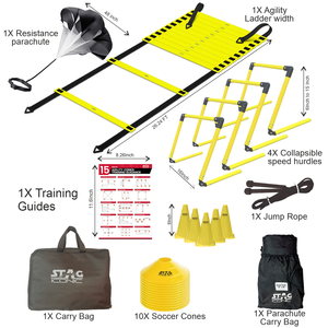 Kit de Entrenamiento de Agilidad y Velocidad Ajustable Stag Iconic, de PVC, para Fútbol y Cricket, Ejercicio para Niños, Juegos y Actividades Deportivas - Product Image 1