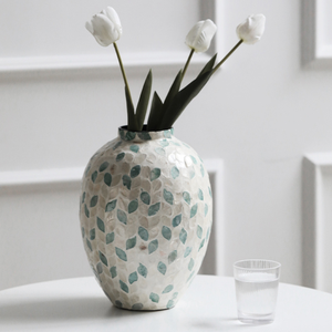 Juego de 2 floreros de nácar de Estilo Vintage | Jarrón hecho a mano Jacinto de agua para el hogar, hotel, regalo de Navidad - Product Image 3