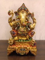 Idoles de Ganesha sur mesure avec incrustations, impression UV, figurine en bronze plaqué pour les temples domestiques et la revente