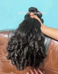 Paquet de cheveux indiens bruts à double trame, cheveux bouclés à cuticule alignée, un donneur, vente en gros d'extensions de cheveux humains - Product Image 4