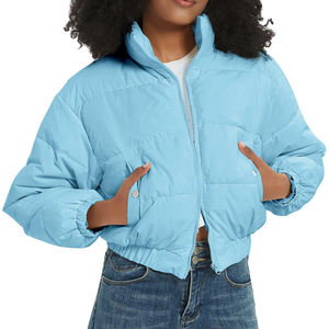 Veste d'hiver recadrée bouffante personnalisée grande taille pour femmes Polyester imperméable et chaud bouton décoration en gros - Product Image 3