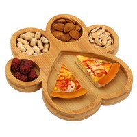 Plateau de service décoratif en bambou pour collations et fruits, petit plateau en forme de patte de chien, assiettes en bois pour enfants