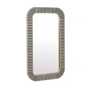 Cadre de miroir incrusté d'os au design unique Motif floral Beau cadre de miroir mural Meilleur décor à la maison Chambre à coucher par l'artisanat du croissant - Product Image 2