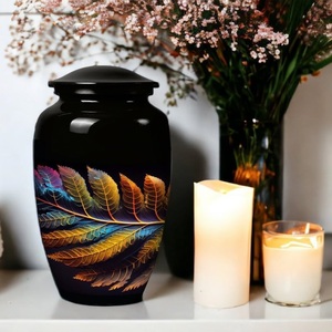 Top Vente Noir Coloré Feuille Émaillé Alliage Métal Urne Mémorial Cendres Conteneur pour Adultes Crémation Urnes Mémorial Cendres Pots - Product Image 5