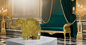 Statues d'éléphant en laiton Art déco faites à la main Trunk Up Figurine porte-bonheur pour la décoration intérieure et les cadeaux Pièce maîtresse à motif animal - Product Image 2