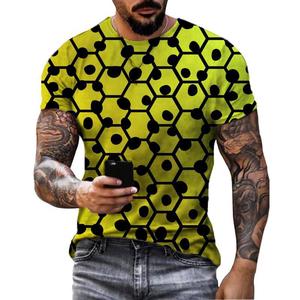 Camiseta deportiva de moda de verano para hombre, nueva camiseta lisa en blanco con estampado de gota de agua en 3D, diseño geométrico, cuello suelto, ajuste de gran tamaño - Product Image 5