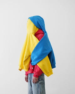 Sudadera con capucha con corte corto de peso pesado, ropa de calle personalizada, sudaderas con capucha con dobladillo crudo personalizado, sudadera con cremallera y punto de contraste de color sólido - Product Image 5