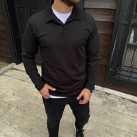 Camiseta de Manga Larga para Hombre, Personalizada, con Cierre de Cremallera, Color Sólido, Corte Ajustado, Informal, de Lona Transpirable, Ecológica, 220g, Anti-Pilling