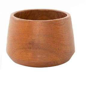 Cuenco de madera redondeado rústico para servir ensaladas de frutas con acabado de esmalte interior, utensilios de cocina, uso de Catering, cuenco de madera con mango - Product Image 3