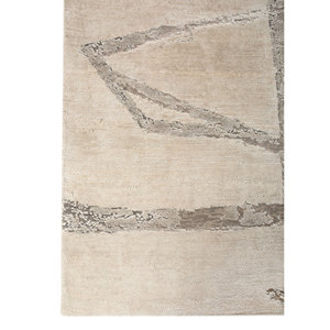 Entropy Ivory Hand Knotted Wool Silk <b>Rugs</b> Organic Cotton Abstract Puzzle Hallway for Home Living Room <b>Jute</b> <b>Rug</b> for Home - Product Image 4