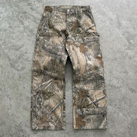Vêtement de sport camouflage en coton 100% pour homme, pantalon cargo et veste zippée, lavage à l'acide personnalisé en gros, poids lourd pour l'extérieur