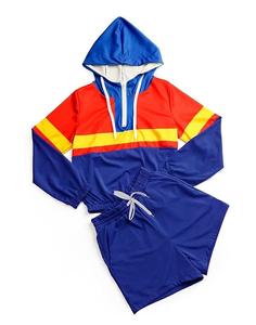 Conjuntos cortos cortavientos de nailon de alta calidad, ropa de calle de verano personalizada, impermeable, con cremallera y logotipo bordado, estilo informal - Product Image 1