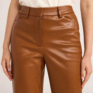 Pantalones de Cuero de Invierno para Mujer, Diseño Personalizado de Alta Calidad, Cintura Media, Frente Plano, Transpirables - Product Image 5