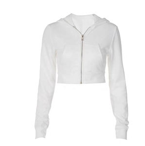 Sudadera corta de gimnasio de tela personalizada de alta calidad para mujer, ropa de calle informal al por mayor de talla grande para la temporada de primavera - Product Image 4