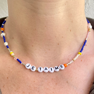 Personalised Multicoloured <b>Beaded</b> <b>Necklace</b>, Stainless Steel, Fringe <b>Beaded</b> Bandana - Product Image 1