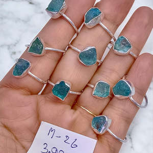Anillos de Plata de Ley 925 con Aguamarina Natural en Bruto, Anillos de Plata con Piedras Preciosas al por Mayor y Joyería - Product Image 1