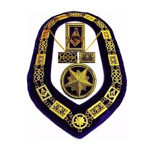 Craft District Grand Master 3D Design Chaîne Collier Maçonnique Or Bijoux Bleu Velours Support Logo Décoré Regalia Chaîne Collier - Product Image 5