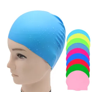 قبعة سباحة عالية الجودة من الشعر الطويل للنساء قبعة سباحة مقاومة للماء مع شعارك