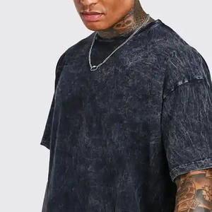 T-shirts pour hommes personnalisables en denim délavé - Qualité supérieure, tissu tricoté 100% coton, design épaules tombantes, options de couleur et logo personnalisés - Product Image 2