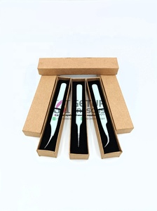 Pince à épiler professionnelle de haute qualité, durable, en acier inoxydable, à pointe droite et incurvée, avec revêtement en poudre Seaglass, pour extensions de cils - Product Image 3