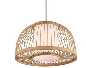 Pantalla de Lámpara Colgante de Mimbre, Estilo Campestre, Bambú, Ratán, Hecha a Mano, con Forma de Flor, para Sala de Estar o Dormitorio - Product Image 2