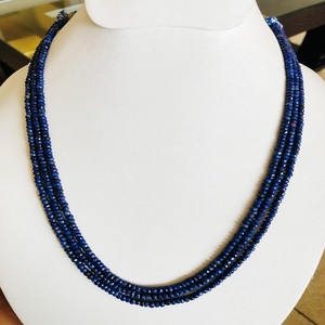 Collar de cuentas de zafiro azul de calidad AAA hecho a mano, tratado con calor Natural con brillo único, cuentas de piedra hermosas y únicas - Product Image 5