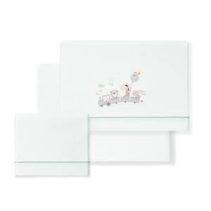 Juego de 3 Piezas de Ropa de Cama para Cuna con Diseño de Jirafa y Tren, 100% Algodón, Técnica de Tejido con Patrón de Dibujos Animados - Product Image 1