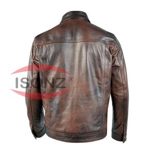 Veste en cuir pour homme, sur mesure, OEM, tendance, marron foncé, bicolore - Product Image 3