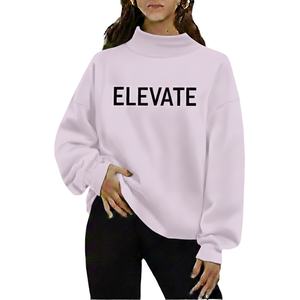 Pull-over ample à col montant pour femme, en coton doux, épaules tombantes, style décontracté, pour tous les jours. - Product Image 1