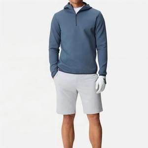 Imprimé personnalisé 100% coton acier bleu quart fermeture éclair à capuche hommes léger respirant bases coton mélangé - Product Image 5