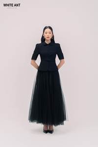 เสื้อแจ็กเก็ตแขนสั้นสำหรับผู้หญิงเสื้อแจ็คเก็ตปลายบานคอลูน่าเสื้อครึ่งท่อน60% 40% โพลีเอสเตอร์สีขาวแบบเวียดนาม - Product Image 3