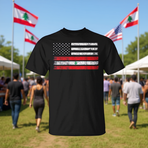 T-shirt drapeau libanais-américain – Chemise promotionnelle États-Unis-Liban - Product Image 3