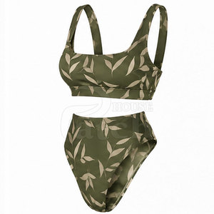 Conjunto de Bikini de Dos Piezas para Mujer, Estilo Moderno, Cintura Alta, Material Elástico, Traje de Baño para Playa, Piscina y Vacaciones - Product Image 3