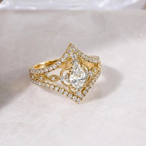 Bague en diamant de laboratoire de poire IGI Bague en diamant créée par laboratoire en or 14K pour mariage et bague de fiançailles ou bande - Product Image 1