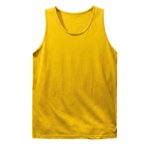 Débardeur en tricot uni pour homme, col rond, style décontracté, jaune - Product Image 1