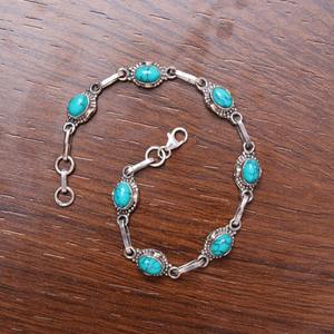 เครื่องประดับเทอร์ควอยส์สำหรับผู้หญิงสร้อยข้อมือสไตล์โบโฮกำไลข้อมือ925เงินสเตอร์ลิงสร้อยข้อมือแฮนด์เมดของขวัญสำหรับคุณแม่ - Product Image 3