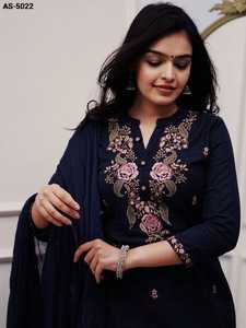 Magnifique Salwar Kameez en coton slub avec broderie de sequins et dupatta en nazmin pour les fonctions de mariage - Product Image 2