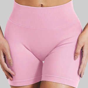 Logo personnalisé Short de yoga solide à taille haute pour femmes 2-en-1 Short de course d'entraînement antibactérien respirant à séchage rapide avec poche - Product Image 4