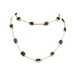 Collar de amatista chapado en oro y diamantes con Turquesa Cadenas finas con estilo para bodas Compromisos Fiestas - Product Image 6