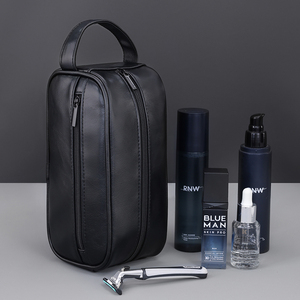 กระเป๋าเครื่องสำอางหนัง PU แบบพกพากันน้ำเป็นมิตรกับสิ่งแวดล้อมกระเป๋าใส่เครื่องสำอางล้างได้สำหรับเดินทางความจุปานกลางรีไซเคิลได้ - Product Image 5