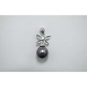 Colgante de Libélula con Perla Negra de Tahití Chapada en Rodio - Product Image 4
