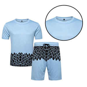 Conjunto de pantalones cortos y camisetas de alta calidad para hombre, chándal de manga corta de algodón con logotipo personalizado de verano caliente, patrón sólido transpirable - Product Image 6