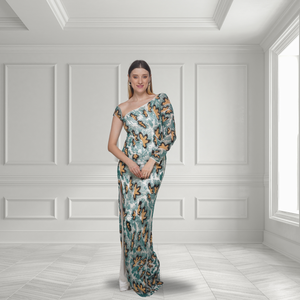 Vestido Largo de Noche Elegante Estilo Occidental con Cuentas Hechas a Mano y Detalles Brillantes para Mujeres, Fiestas, Bodas y Eventos Formales - Product Image 1