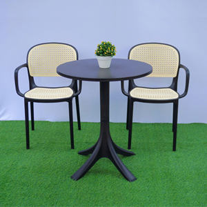 Black TM09 <b>Plastic</b> <b>Chair</b> and MN01 <b>Plastic</b> Table Combo - A sleek combination of Furniture - Product Image 1
