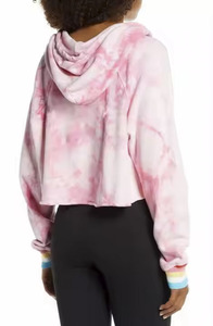Venta al por mayor de encargo de alta calidad de las mujeres de algodón Tie Dye Crop Top Sudadera con capucha 2025 de alta calidad Sudadera con capucha para mujer - Product Image 3