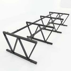 SFVC007-6-Seater Minimalist Design Wood Rubber Cluster <b>Table</b> with Iron V-Shaped Legs - Product Image 6