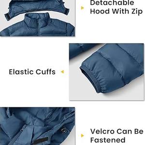 Men Canvas Lightweight <b>Padded</b> Detachable <b>Hooded</b> Collar Front Logo Water-Resistant Winter Fashion Regular Fit Puffer <b>Jacket</b> - Product Image 4