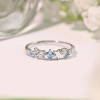 Bague étoile zircon bleu et blanc en argent sterling 925 à faible quantité minimale de commande en gros