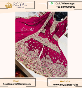 ใหม่ฮากวีแฟลช Georgette Sharara สูทเสื้อผ้าอินเดียและปากีสถานพร้อมดูปัตต้าโดยรอยัลส่งออก - Product Image 2