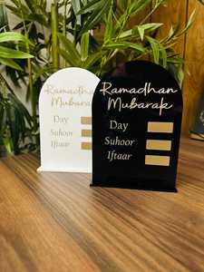 Decoraciones de Mesa de Acrílico Negro para Mezquita, Adorno de Mesa Islámico para Ramadán, Eid Mubarak, Silueta de Mihrab, Placa Decorativa Central - Product Image 5